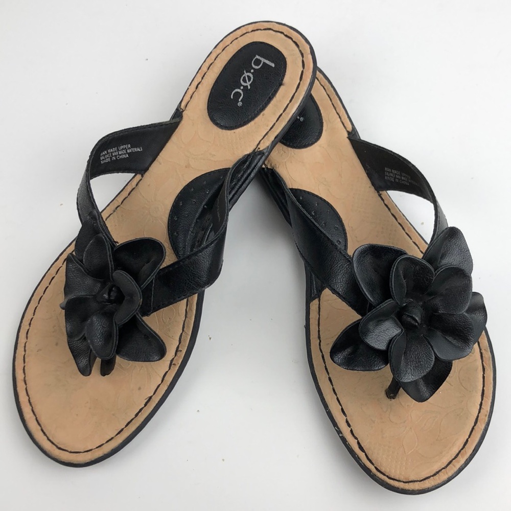 BOC Black Floral Flip Flop Size 11